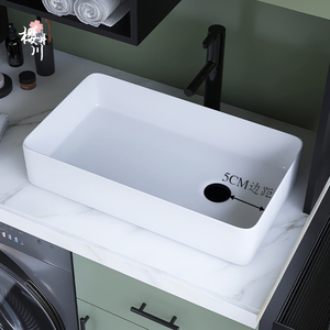 侧下水台上盆洗衣机家用阳台方形陶瓷卫生间单盆大尺寸排水洗手盆
