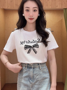 韩版显瘦时尚短袖T恤两件套女2024夏新款印花字母牛仔长包裙套装