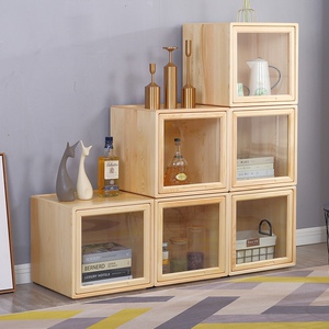 楼梯下储物柜小木柜实木玩具收纳柜客厅靠墙柜子阶梯复式拼装组合