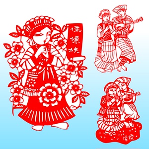 傈僳族剪纸56五十六个民族窗花少数民族学校幼儿园教室不干胶装饰