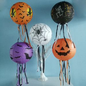 Halloween decoration pumpkin paper lantern folding ribbon