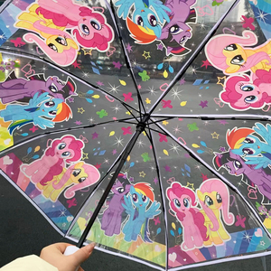 小马宝莉史迪仔全自动透明折叠雨伞hellokitty晴雨两用学生高颜值