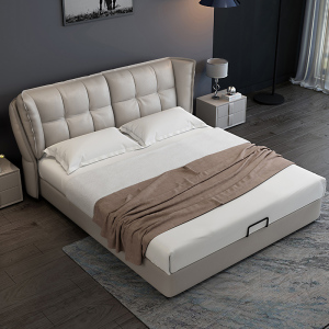 全友皮床真皮床北欧现代主卧家具1.5米1官方旗舰店官网包邮费