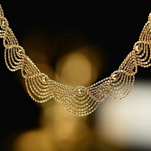 意大利18k金蕾丝项链女水波纹锁骨链可调节珠宝遮疤k金
