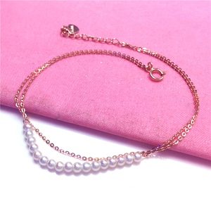 卡玛莎娜纯俄罗斯585紫金镀14K玫瑰金时尚韩版女新款珍珠手链双层