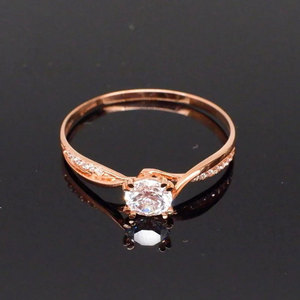 卡玛莎娜镀14k彩金戒指女士紫金锆石指环俄罗斯585玫瑰金时尚饰品