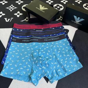 armani阿玛尼内裤男时尚冰丝莫代尔抗菌花色图案纯棉潮流平角裤