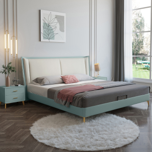 科技布实木床2米x2米大床2000×2200乘两米二宽3四人轻奢主卧婚床