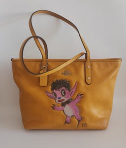 coach蔻驰正品95新女包黄色托特包tote单肩包手提包小怪兽