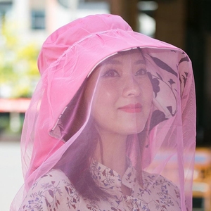 纱巾女防风沙古装斗笠面纱防晒纱巾戴头面部带面纱的帽子复古防蚊