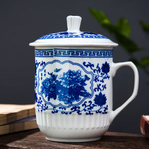 景德镇带盖大茶杯超大号霸王杯子凉水杯陶瓷泡茶杯1600毫升大容量