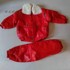 怀旧老库存 90年代儿童棉服 女童皮尤 套装 红色新年装 服饰道具