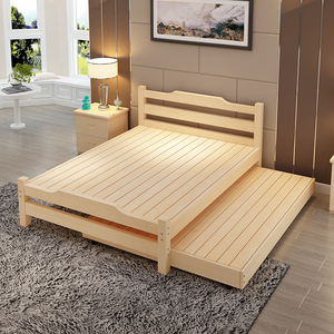 实木拖床双人床1.8双层床儿童床单人床带拖 抽拉床子母床榻榻米