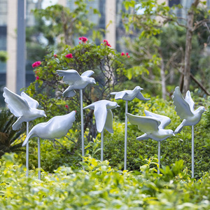 户外玻璃钢仿真抽象鸽子小鸟园林雕塑工艺品草坪庭院动物装饰摆件