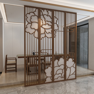 木格栅镂空屏风隔断新中式装饰客厅卧室遮挡家用玄关木墙禅意格栅