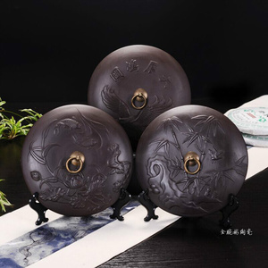 黑陶粗陶茶洗带盖大号茶碗笔洗普洱茶饼茶叶罐功夫茶具茶道配件