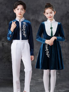 六一儿童合唱服演出服大合唱中国风男女童礼服中小学生表演青花瓷