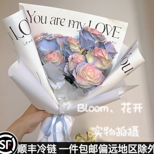 进口厄瓜多尔黑骑士碎冰蓝极光粉玫瑰花顺丰同城情人节生日鲜花