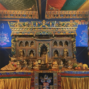 家用实木藏式佛龛彩绘放佛像佛柜台密宗佛堂立柜供桌寺庙神龛定制