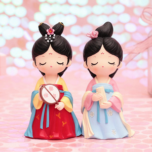 古风小玩偶小摆件可爱泥人古代汉服玩偶古装娃娃女孩生日礼物女