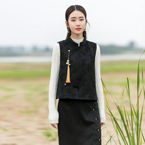 棉麻马甲女