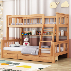 上下床双层床实木两层高低双人床儿童上下铺木床橡木多功能子母床