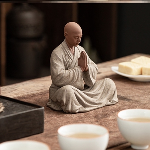 工位小摆件台桌面精品档迷你致书桌上的和尚敲木鱼大全饰茶宠高端