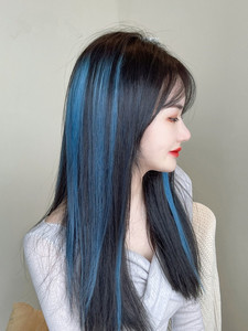 真发挂耳染发片渐变彩色假发片小片式挑染假发条长发女无痕接发片