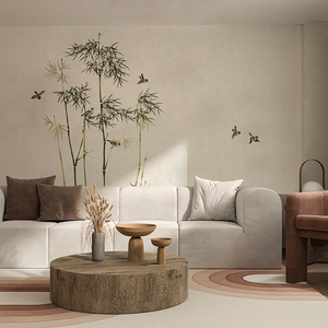 领绣墙布全屋定制别墅客厅卧室背景墙壁布墙画新中式无缝刺绣墙布