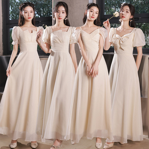香槟色伴娘服2022新款夏季婚礼姐妹团礼服裙女高级感简约显瘦小众