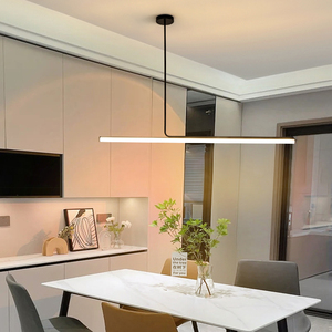 餐厅吊灯简约现代厨房设计师北欧极创意日式侘寂风一字长条餐桌灯