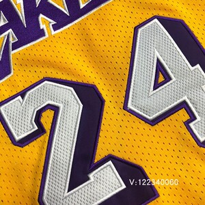【越南产】刺绣球员版湖人队24号科比球衣背心复古篮球服8男女黄
