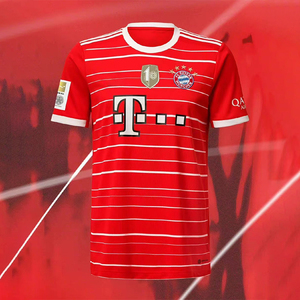 2223拜仁慕尼黑球员版主场球衣25号穆勒基米希印号臂章定制足球服