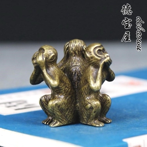 防小人办公室摆件实心纯铜不看不听不说三不猴客厅卧室桌面装饰品