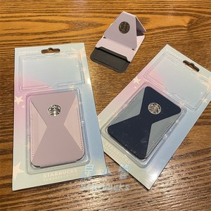 星巴克经典女神logo手机支架隐形携卡包卡夹可折叠磁吸