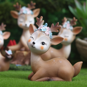 梅花鹿烘焙蛋糕装饰网红森系优雅小鹿麋鹿车载树脂摆件甜品台装扮