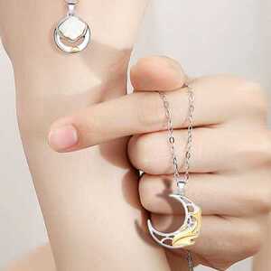 纯银情侣项链一对磁铁石贝壳男女锁骨链今生有你一辈子吊坠代发