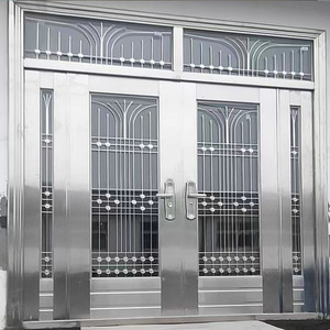 定制304不锈钢玻璃门农乡村钟宇双开大门防盗门进户大门家用单门