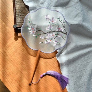 001人付款淘宝做绣者樱落紫殿法绣苏绣刺绣材料包手工diy教程团扇新品