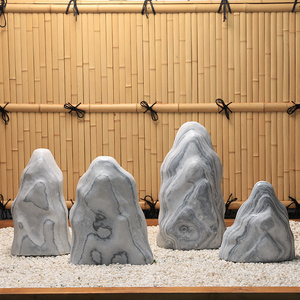 石头雪浪石切片室内枯山水布置景观石楼梯造景组合天然泰山石摆件