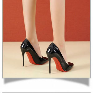 ts伪娘闷骚男大码高跟鞋反串cd性感35-45码细跟12cm漆皮浅口单鞋