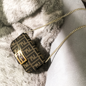 以舟代购fendi/芬迪经典复古老花法棍包迷你中古链条包单肩斜挎包