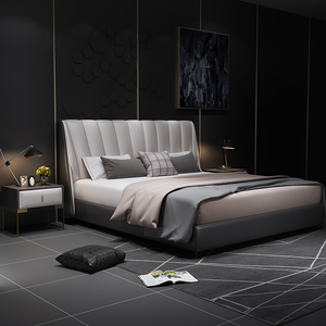 cbd现代轻奢床1.8米主卧免洗科技布皮北欧真皮双人床简约软体1.