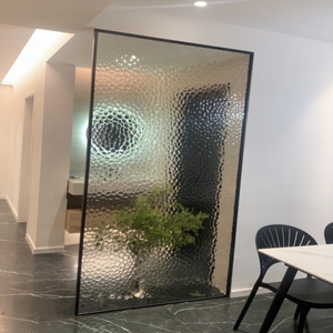 入户水立方玻璃隔断定做客厅定制艺术钢化压花浴室玻璃门双面水纹