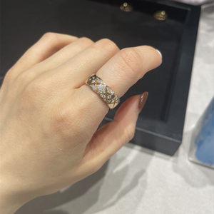 chanel香奈儿coco戒指纯18k黄金玫瑰金镶钻菱格星星双c戒指手镯