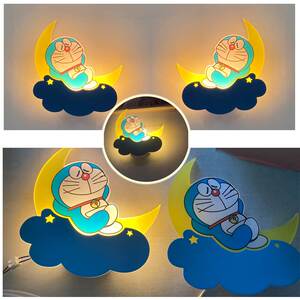 哆啦a梦儿童房壁灯现代创意卡通月亮叮当猫小卧室装饰床头灯开关