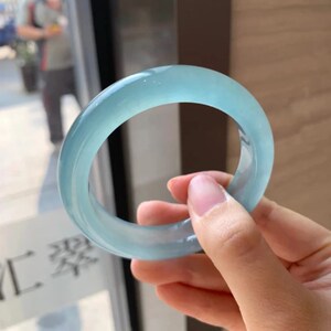 蓝水冰种海蓝宝玉镯晴水底天青冻镯子天空蓝岫玉岫玉手镯
