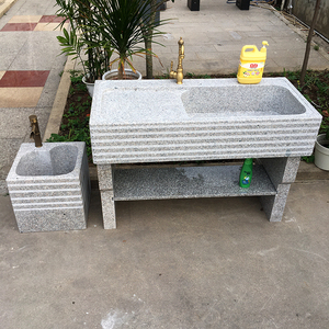 大理石水池带搓衣板户外洗衣池石头阳台整石一体台盆花岗岩洗衣槽