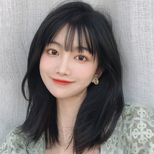 假发女中长锁骨发空气刘海网红长直发内扣辛芷蕾短发自然全头套式