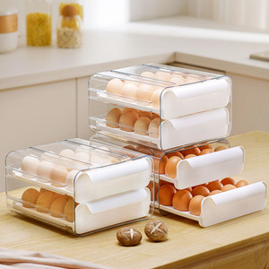 鸡蛋架托收纳盒抽屉式冰箱放鸭蛋食品级密封保鲜家用厨房整理双层